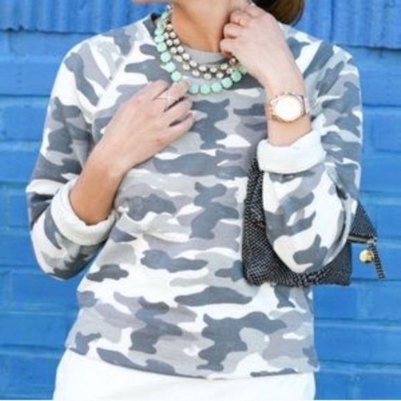 J. Crew Faded Gray Camo Sweatshirt Pullover EUC - Picture 9 of 9